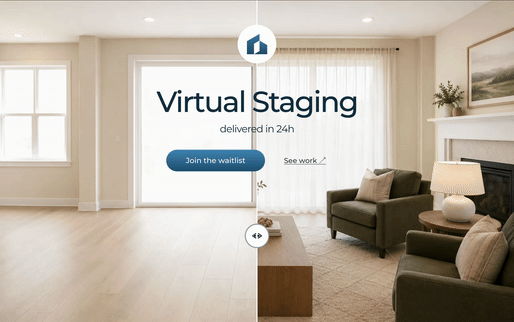 Animated before-and-after demonstration of a room transformed with Scaenova virtual staging.